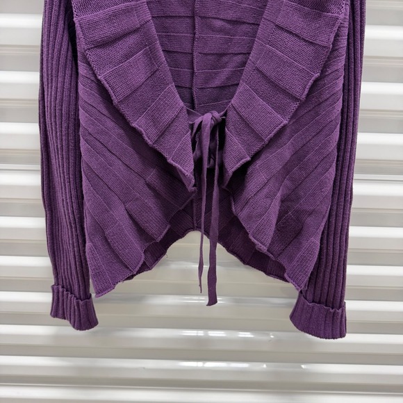 Valentino Roma Purple Wool Knit Drape Front Tie Cardigan Sweater Women's - Picture 6 of 7